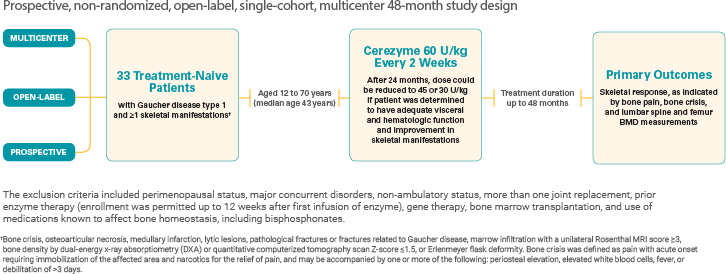 Overview of Cerezyme studies for Gaucher-related bone disease